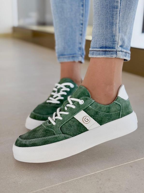 Sneakersy damskie ze skóry naturalnej GD-XF-166/GREEN