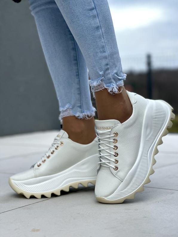 Białe sneakersy damskie skórzane 5033/G02