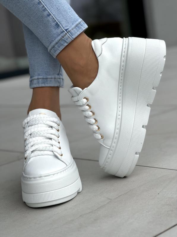 Białe sneakersy damskie skórzane 5211/534