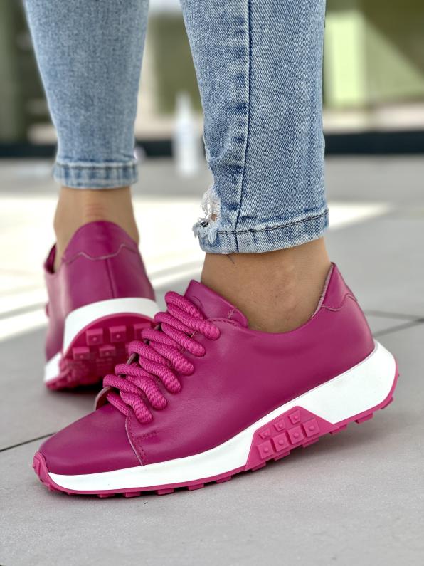 Różowe sneakersy damskie skóra naturalna 5250/E33