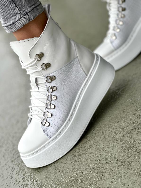 Białe sneakersy damskie skórzane 4072/534/H88