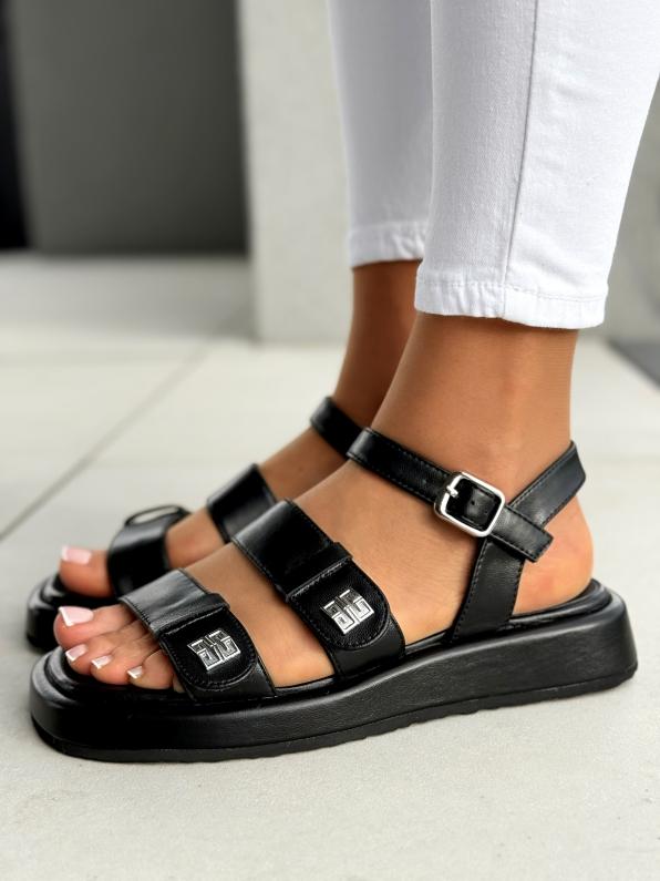 Sandałki damskie ze skóry naturalnej SKI/JC-51-336/BLACK