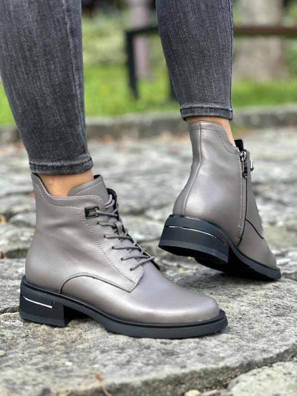 Eleganckie botki ze skóry naturalnej NTO/24BT04-8133/GREY