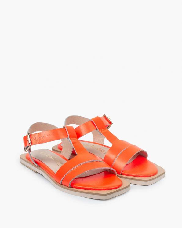 Pomarańczowe sandały damskie skórzane 3930/H57