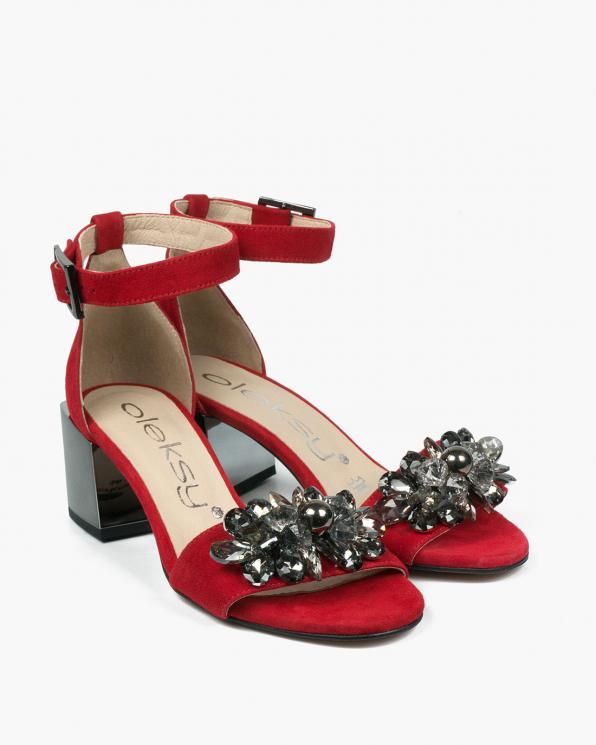 Czerwone sandały damskie skórzane 3926/955