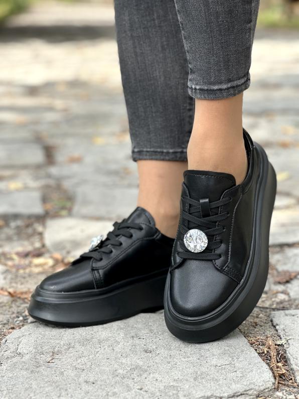 Stylowe sneakersy ze skóry naturalnej NTO/24SP18-8153-BLACK