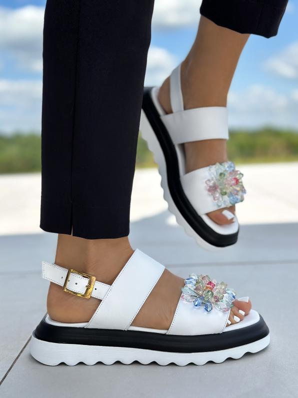 Białe sandały damskie skórzane 4445/534