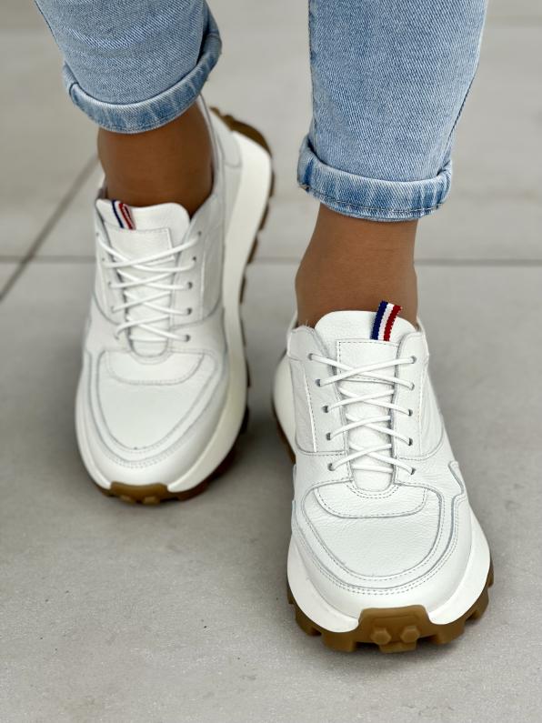 Stylowe i wygodne białe wygodne sneakersy damskie, skóra naturalna 5076/G02/001