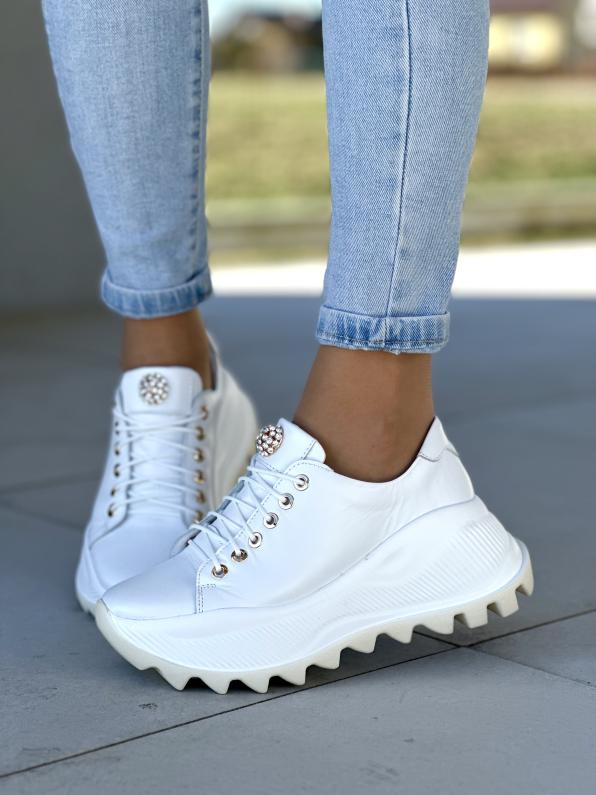 Białe sneakersy damskie skórzane 4806/534
