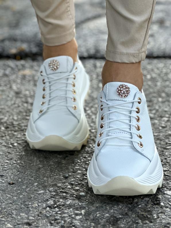 Białe sneakersy damskie skórzane 4806/G02