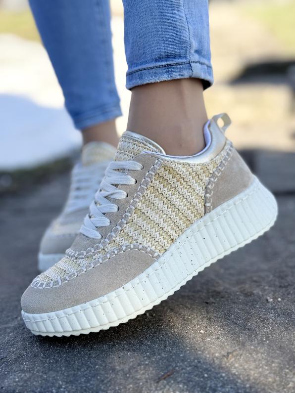 Sneakersy damskie ze skóry naturalnej GD-HX-7202/D.BEIGE