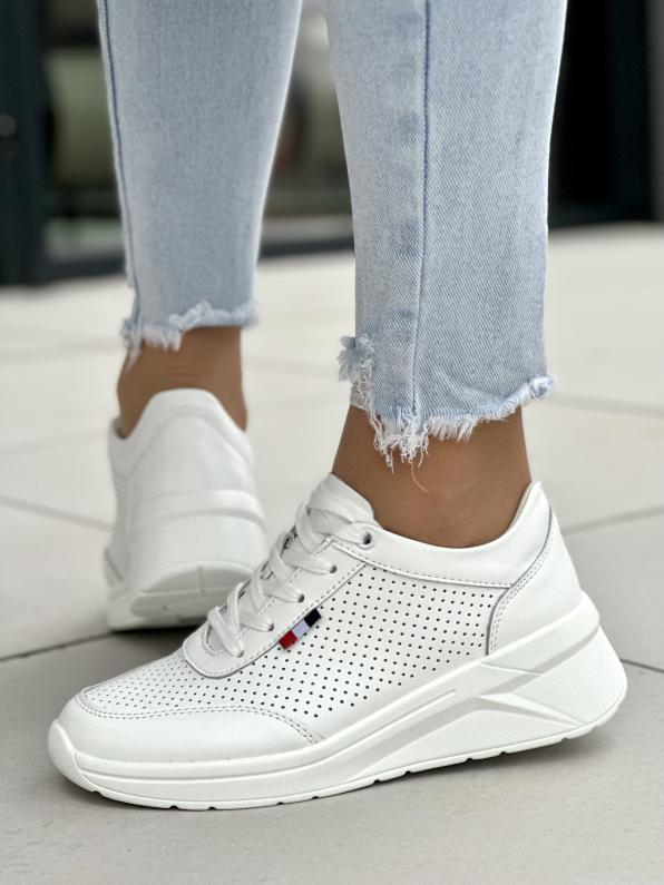 Białe sneakersy damskie skórzane  GD-XF-99/WHITE