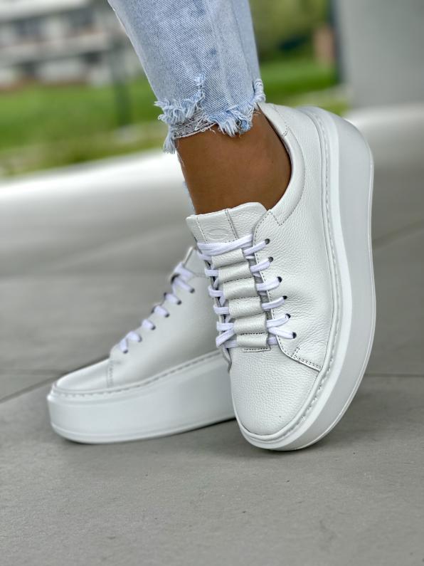 Wygodne białe sneakersy damskie, skóra naturalna 5278/G02