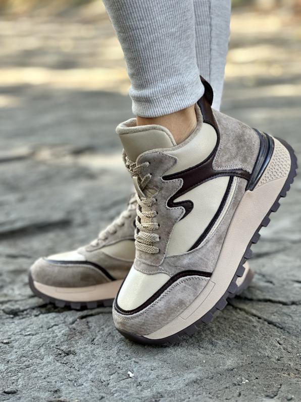 Nowoczesne sneakersy ze skóry naturalnej  LUT/55C0142/BEIGE