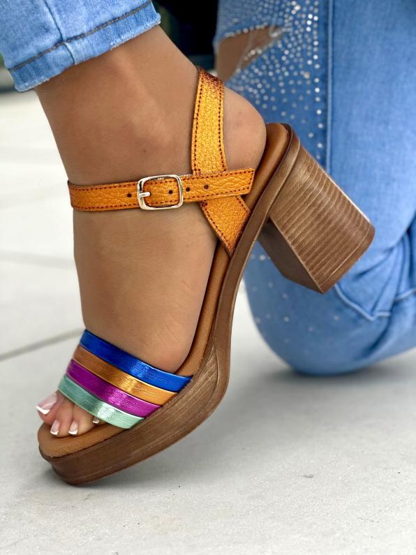 Mega wygodne i komfortowe kolorowe sandały ze skóry naturalnej  KOR/3690/CAIRO