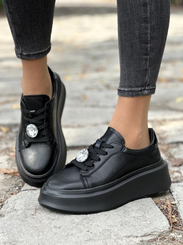 Stylowe sneakersy ze skóry naturalnej NTO/24SP18-8153-BLACK