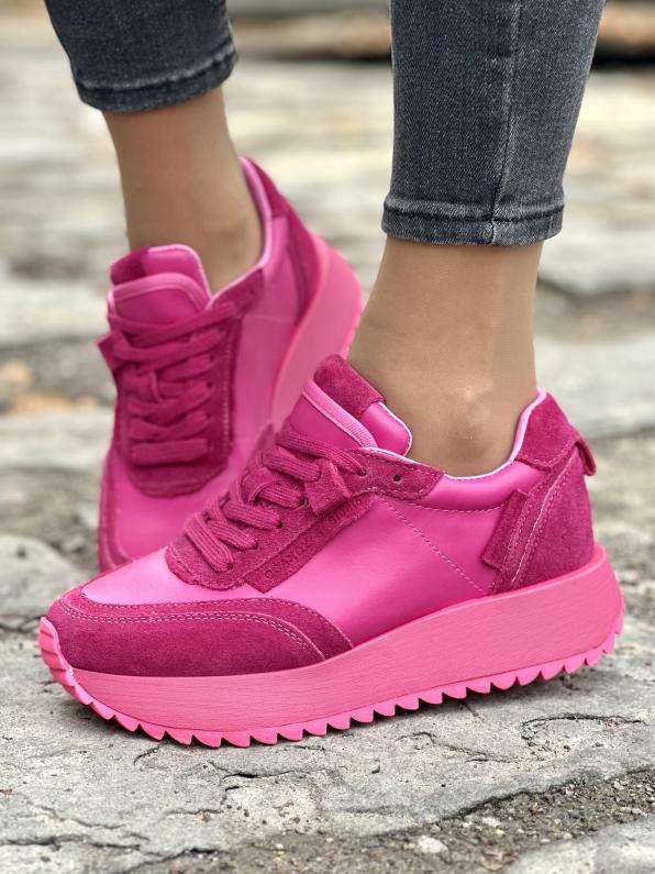 Damskie sneakersy skórzane LUT/55C0024/FUCHSIA