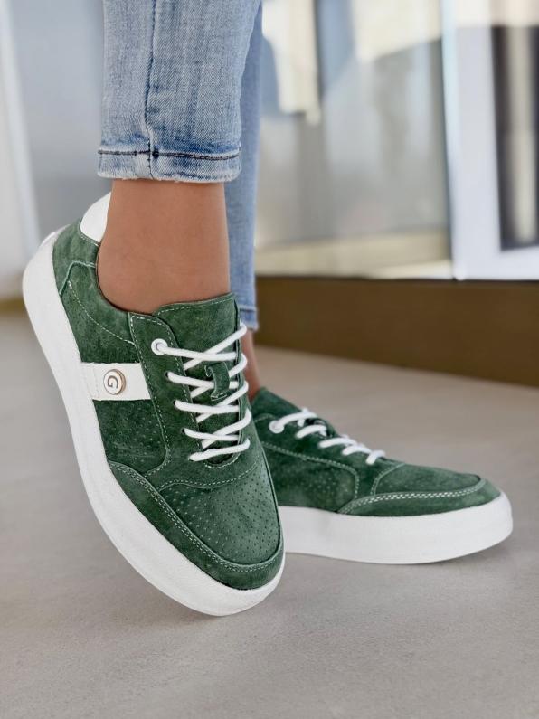 Sneakersy damskie ze skóry naturalnej GD-XF-166/GREEN