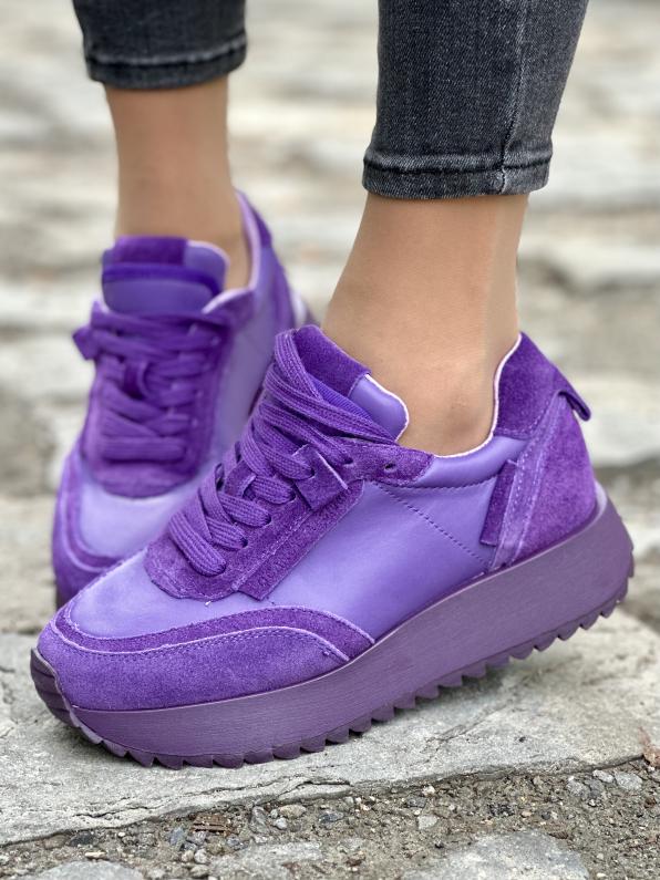 Damskie sneakersy skórzane – Energetyczny fiolet LUT/55C0025/VIOLET