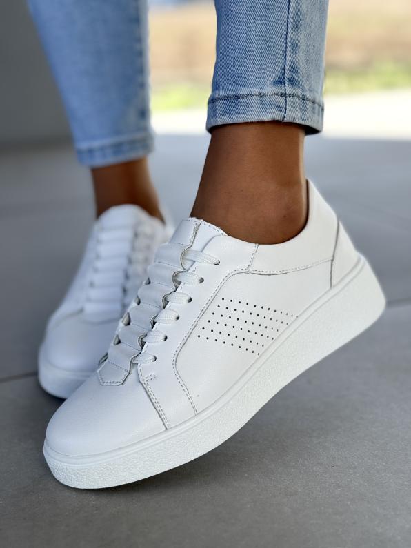 Sneakersy damskie ze skóry naturalnej NTO/25SP32-8481/WHITE