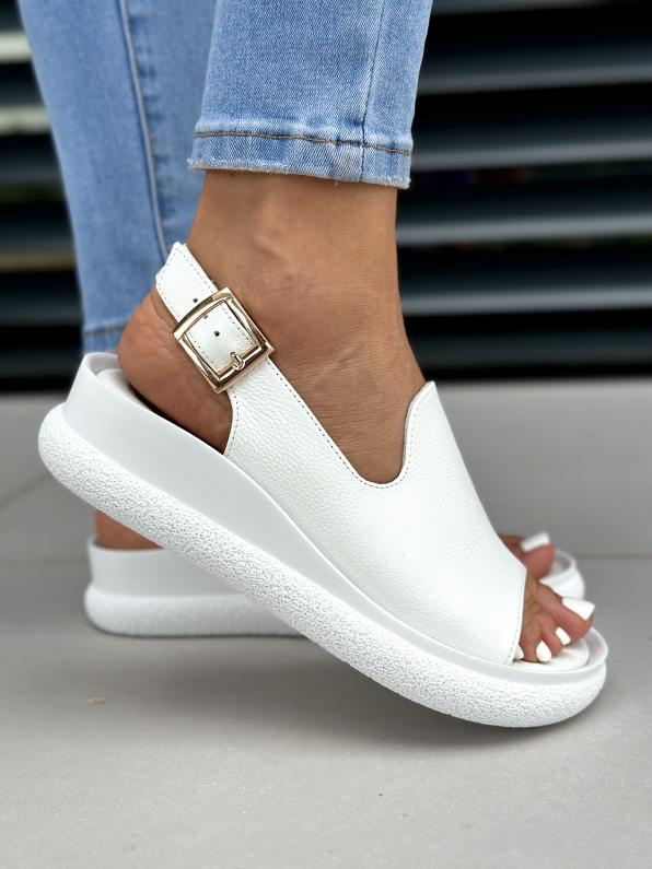 Białe sandały damskie skórzane 4572/G02