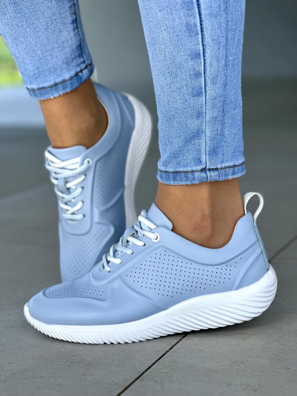 Niebieskie sneakersy damskie skórzane LUT/50C1239/BŁĘKIT