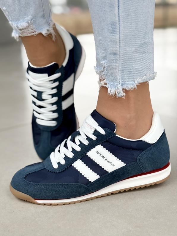 Sneakersy damskie ze skóry naturalnej GD-ST-6002/NAVY/WHITE