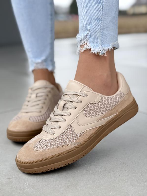 Nowoczesne sneakersy ze skóry naturalnej GD-HY-05/BEIGE