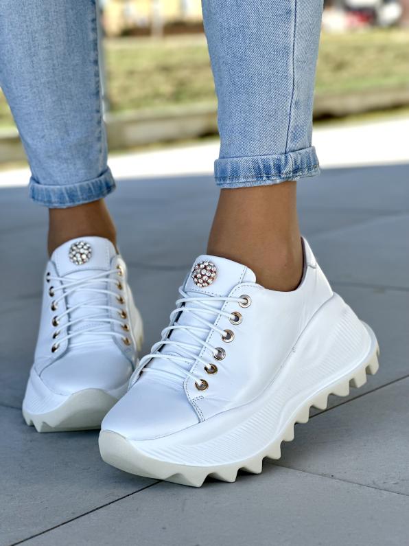 Białe sneakersy damskie skórzane 4806/534
