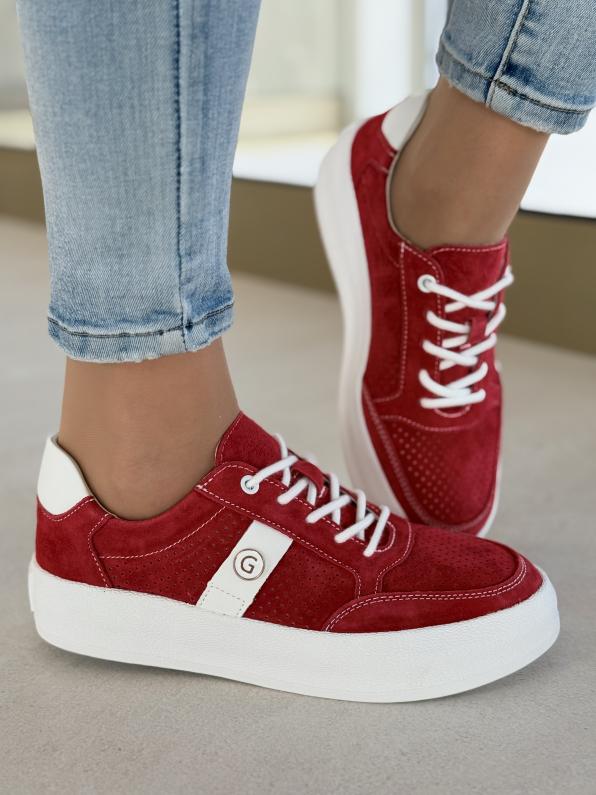 Sneakersy damskie ze skóry naturalnej GD-XF-166/RED