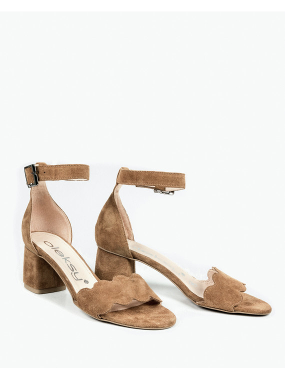 Brązowe sandały damskie skórzane