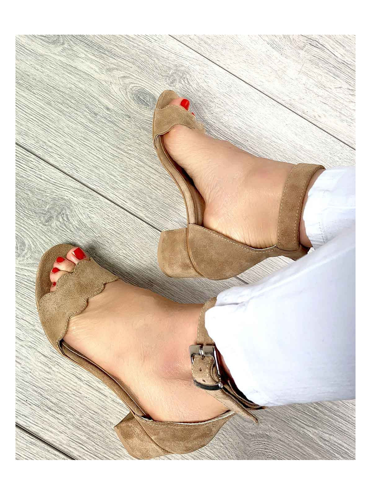 Brązowe sandały damskie skórzane