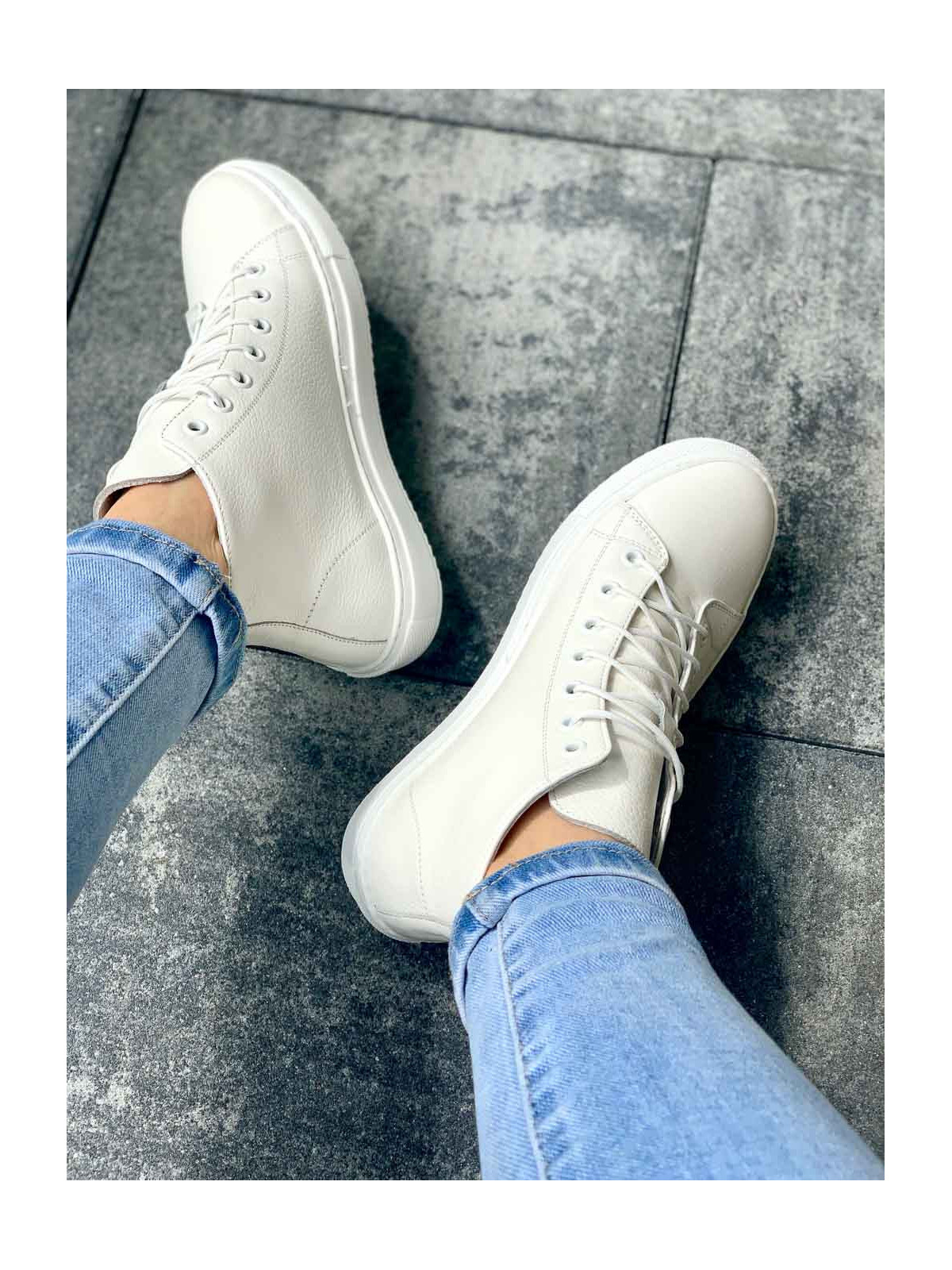 Białe trampki damskie skórzane