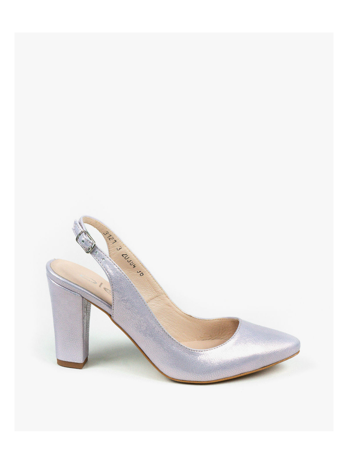 Fioletowe czółenka damskie skórzane