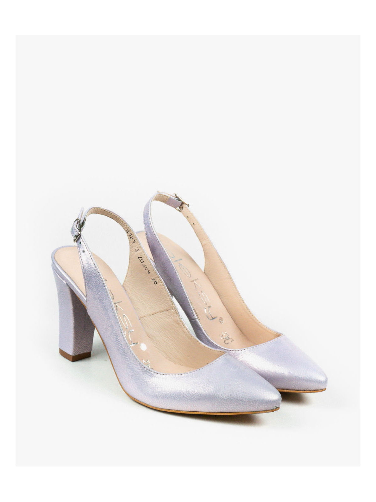 Fioletowe czółenka damskie skórzane