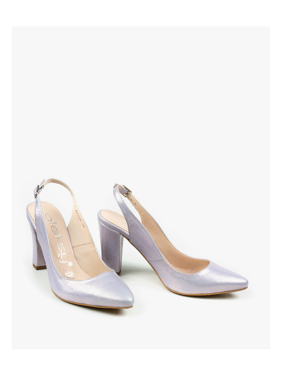 Fioletowe czółenka damskie skórzane