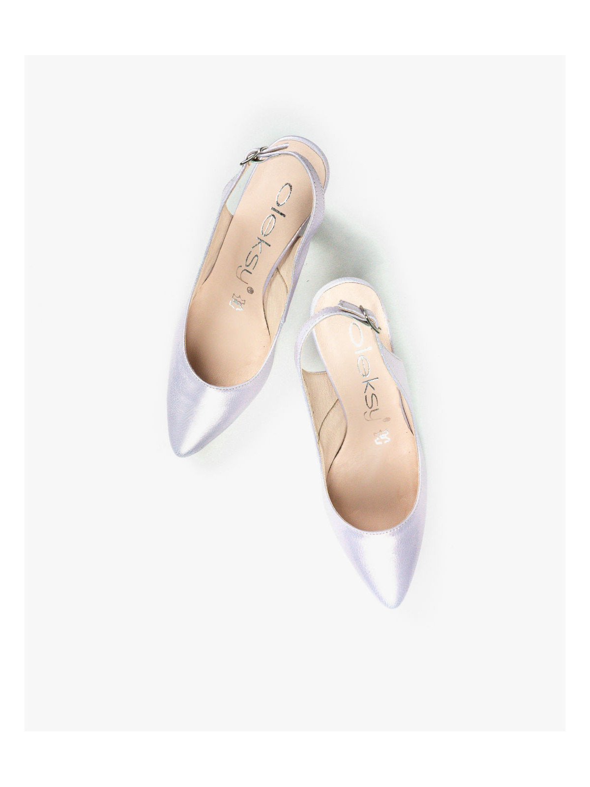 Fioletowe czółenka damskie skórzane