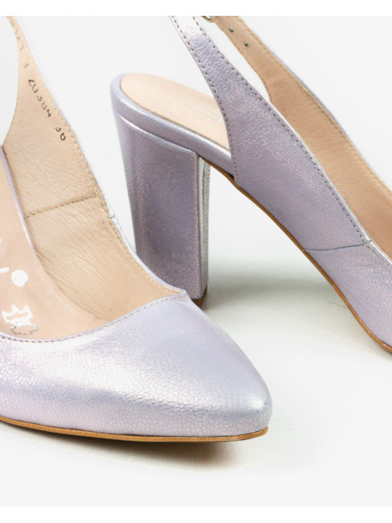 Fioletowe czółenka damskie skórzane