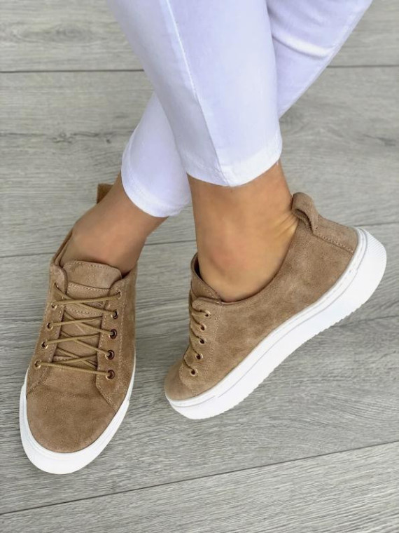 Brązowe trampki damskie skórzane