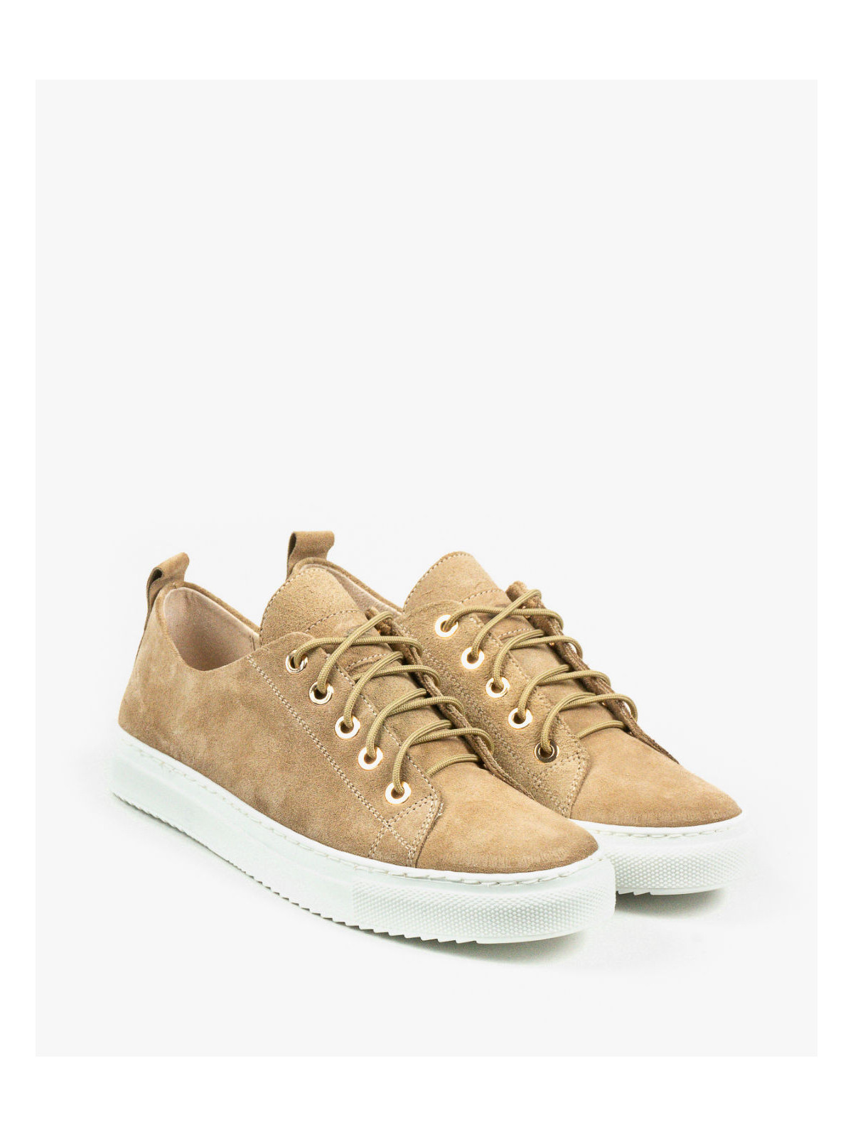 Brązowe trampki damskie skórzane