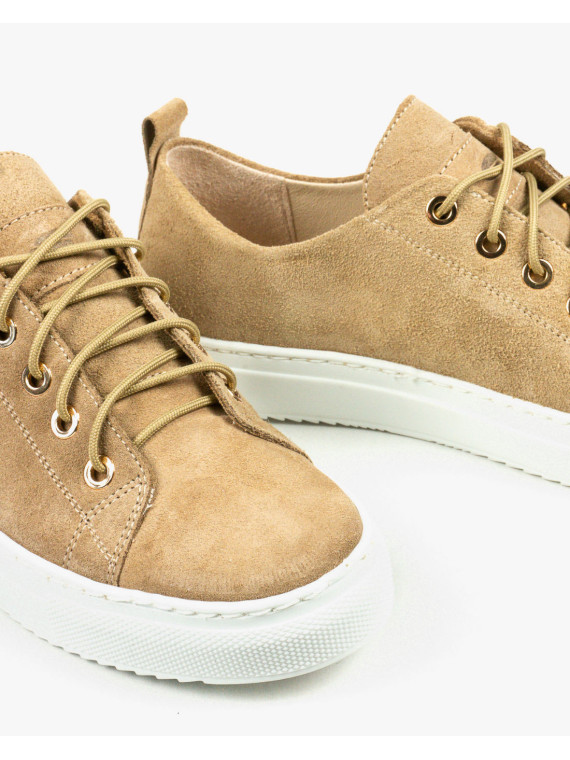 Brązowe trampki damskie skórzane