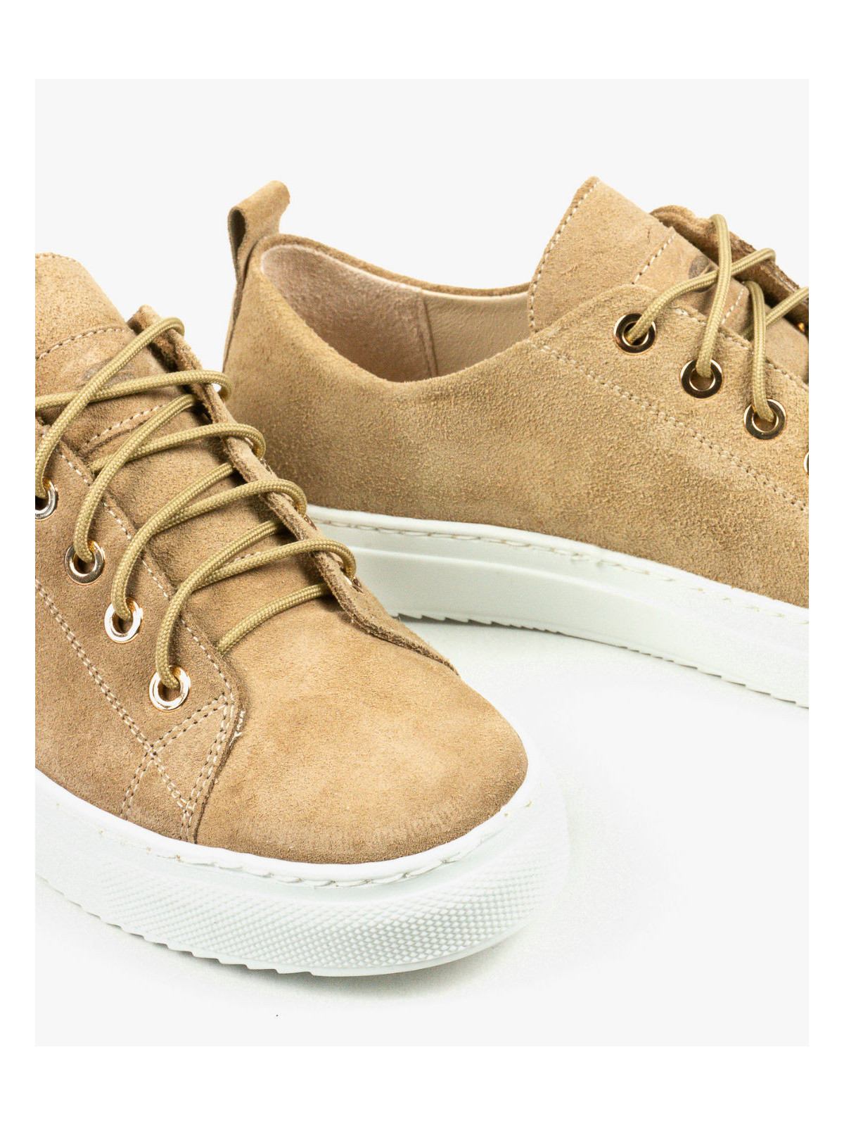 Brązowe trampki damskie skórzane