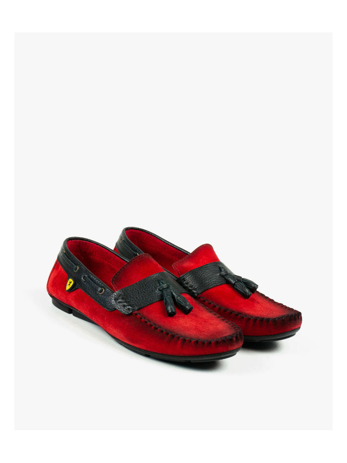 Czerwone mokasyny męskie skórzane