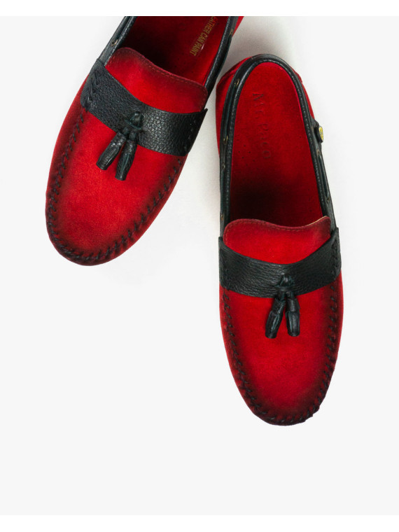 Czerwone mokasyny męskie skórzane