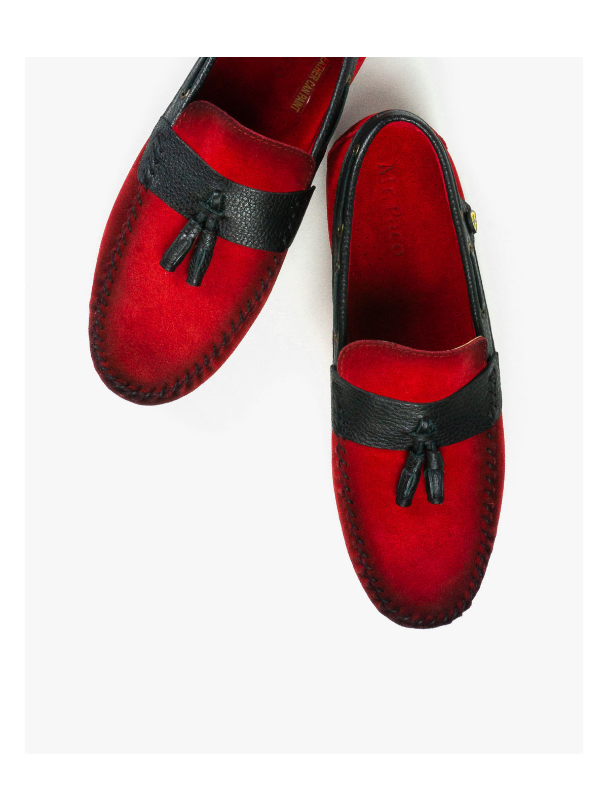 Czerwone mokasyny męskie skórzane