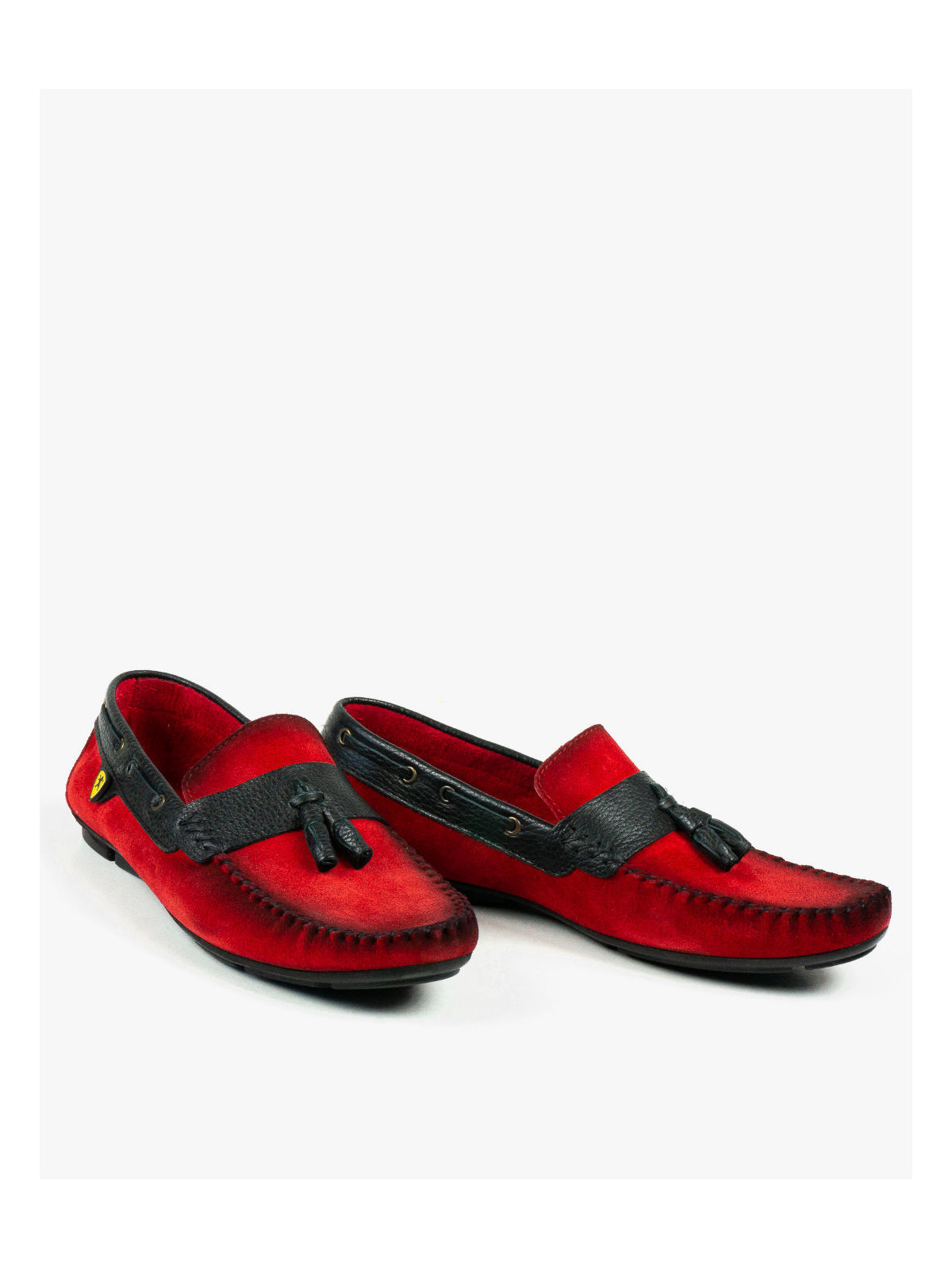 Czerwone mokasyny męskie skórzane