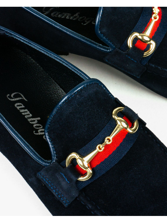 Granatowe mokasyny męskie skórzane