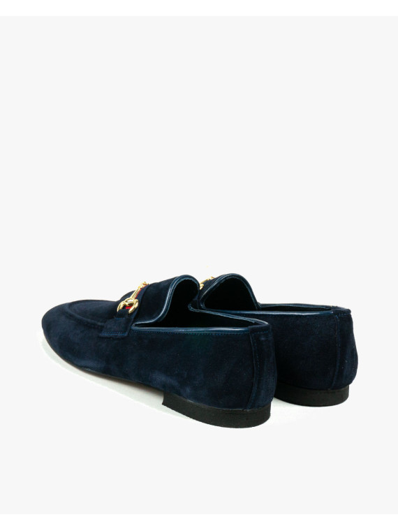 Granatowe mokasyny męskie skórzane