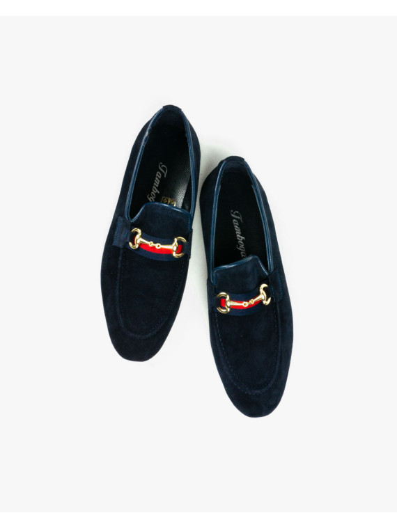 Granatowe mokasyny męskie skórzane