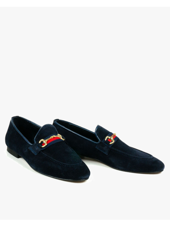 Granatowe mokasyny męskie skórzane